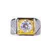 Triangle Diamond-studded Ring Gold Two-tone Elegant Three-dimensional Ring