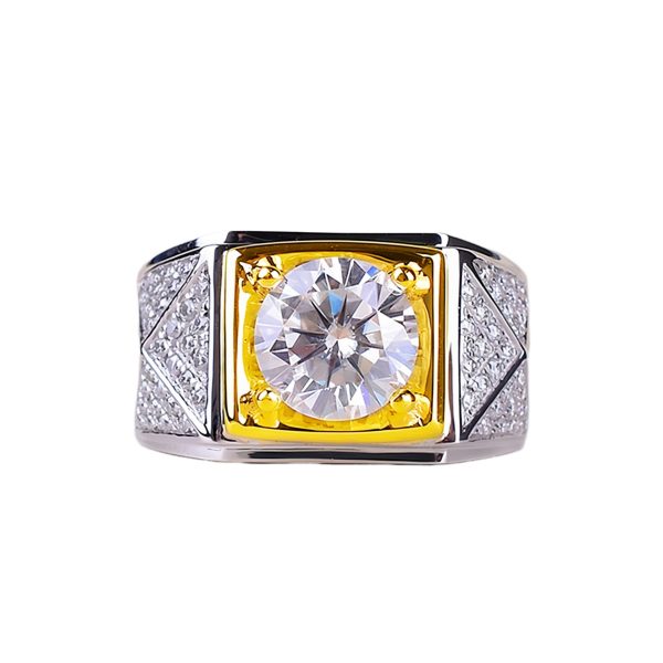 Triangle Diamond-studded Ring Gold Two-tone Elegant Three-dimensional Ring