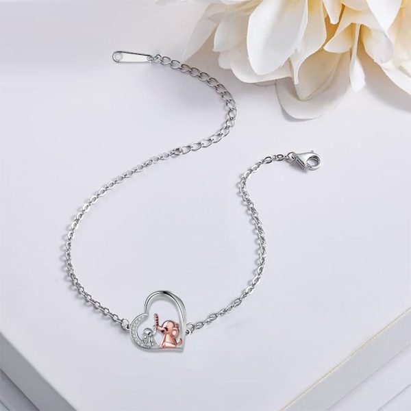 Heart-shaped Pendant Bracelet Cute Elephant Mother Bracelet Female Gift