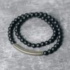 Simple Frosted Cut Black Agate Bracelet For Women