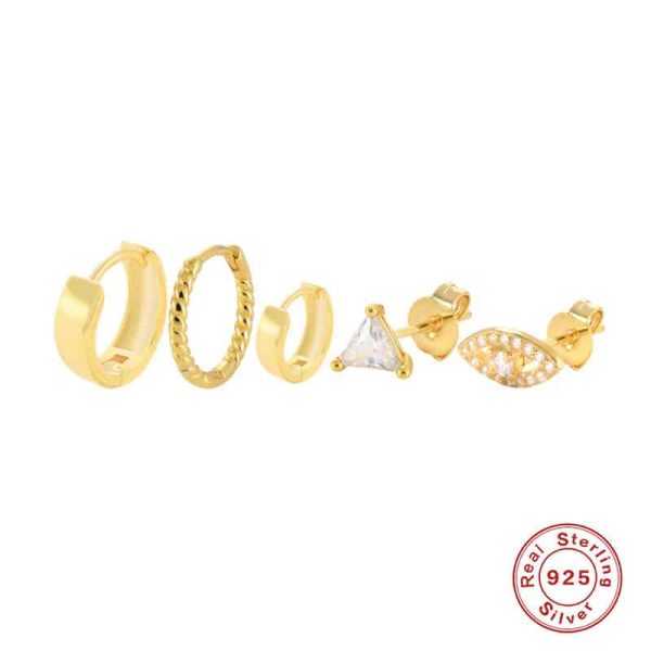 Sterling Silver Earrings Five Piece Combination Set