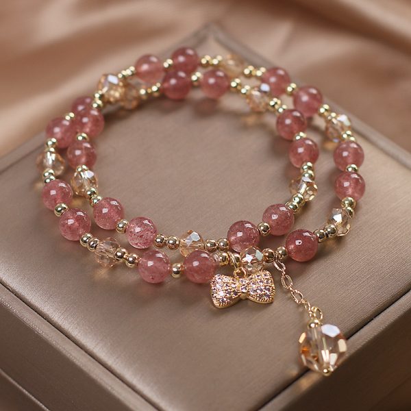 Strawberry Quartz Bracelet Double Layer Fairy Style