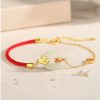 Koi Peace Buckle Hetian Jade Red Rope Bracelet