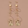 Hot selling hip-hop street accessories in Europe and America, diamond cross portrait tag earrings set earrings