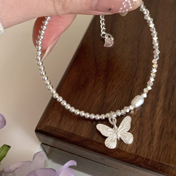 S925 Sterling Silver Butterfly Pearl Small Pieces Of Silver Bracelet For Women