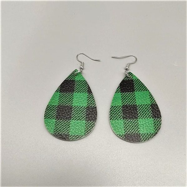 Duplex Printing Drop-shaped Leather Earrings