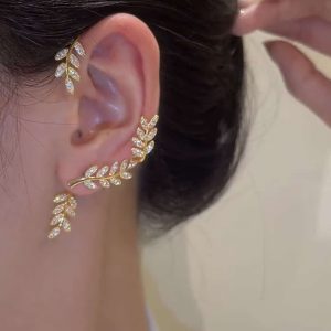 Willow Leaf Front And Back Removable Micro-set Zircon Tree Earrings