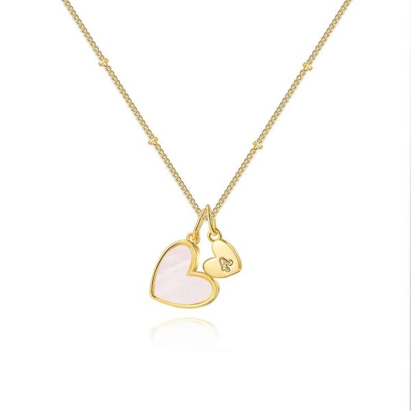 8198c36a-1143-4722-a7f2-be228e1481bb.jpg 18K Real Gold Plating Letter In White Fritillary Advanced Cold Style Female Clavicle Chain