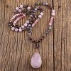 Vintage Ethnic Style Jewelry 8mm Mixed Natural Stone Women's Necklace
