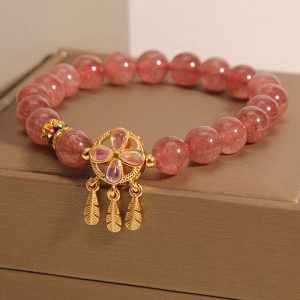 Natural Strawberry Quartz Bracelet Female Special-interest Design