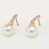 Bride Rhinestone Pearl Earrings Necklace Set Banquet Dress Jewelry