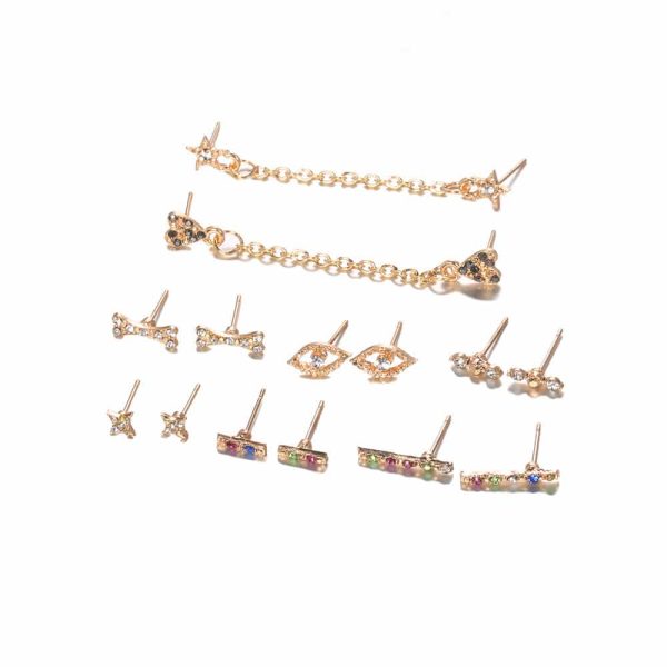 82043180-be66-4361-a9d4-b5cb0eea6a15.jpg Stud Earrings Star Love Heart Color Diamond 8 Pair Set Earrings
