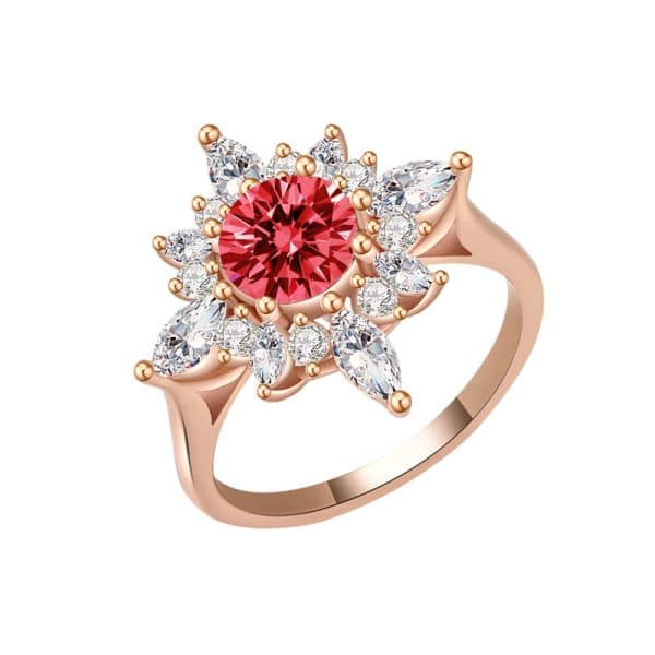 18K Gold Plating Beautiful Diamond Flower Ring