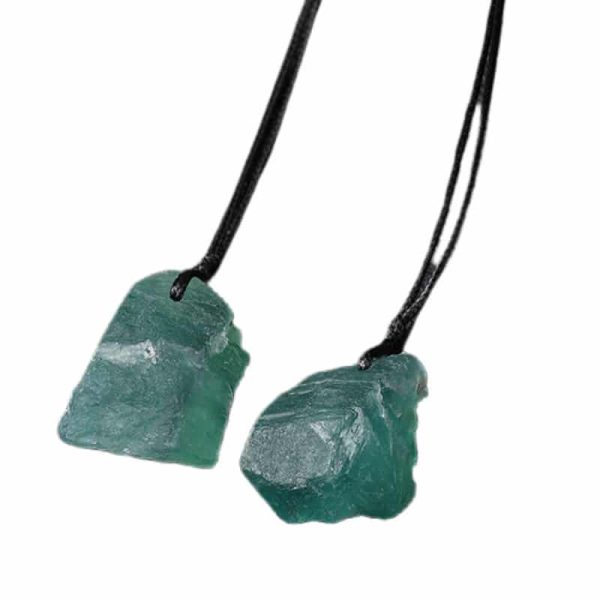 Natural Green Fluorite Pendant Rough Stone Irregular Crystal Necklace