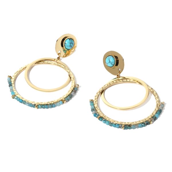 Retro Circle Natural Stone Earrings For Women