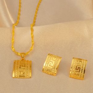 Square Design Pendant Earrings Love Jewelry