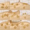 82d312c3-4484-43d7-8c39-97fa5f97eb49.jpg Geometric Leaves Texture Flower Love Heart Earrings And Necklace Set