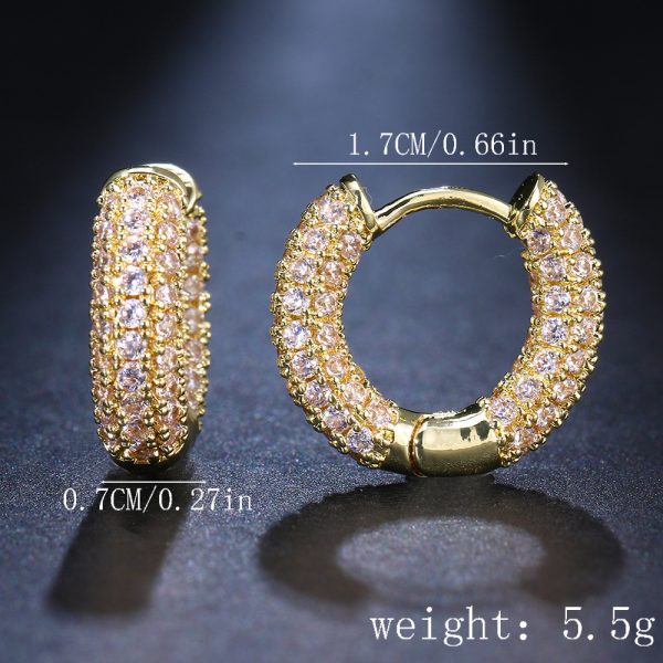 Copper Plating 18K Gold OL Circle Full Zircon Earrings