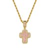 Fashion T Square Zircon Cross Necklace Light Luxury