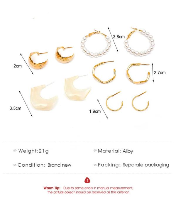 VAlloy Geometric Earrings 5 Piece Set Fashion
