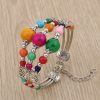Tibetan Accessories Colorful Beads Wide Bangle Turquoise Bracelet
