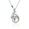 S925 Sterling Silver Necklace Female Micro Inlaid Stone Bone Lock Jewelry