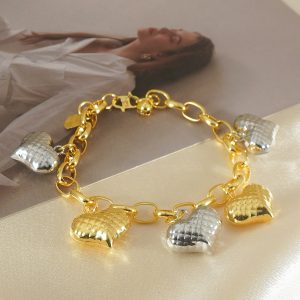Light Luxury Graceful Personality Two-color Copper Plating Peach Heart Bracelet