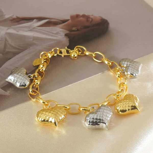 Light Luxury Graceful Personality Two-color Copper Plating Peach Heart Bracelet