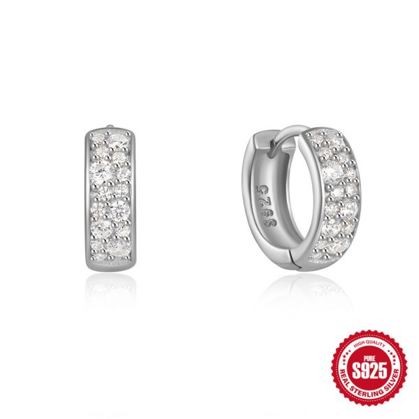 925 Sterling Silver Heart-shaped Diamond Earclip Earrings