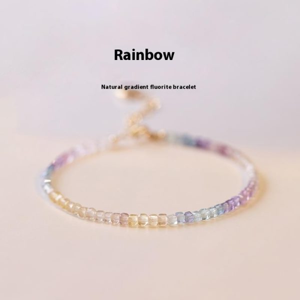 Extremely Fine Handmade Women's Rainbow Fluorite Bracelet