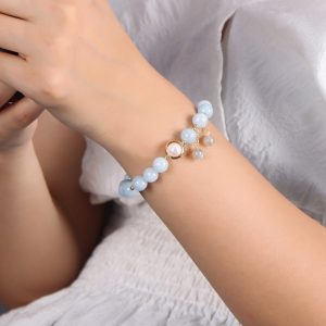 Aquamarine Freshwater Pearl Bracelet For Women