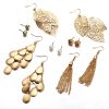 6 pairs of plate pearl earrings set hollow leaf woven earrings