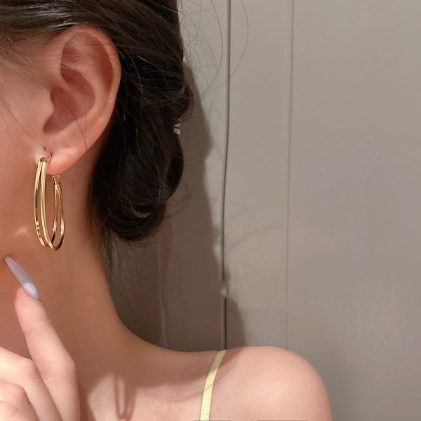 925 Silver Needle Geometric Circle Earrings Retro Temperament Earrings
