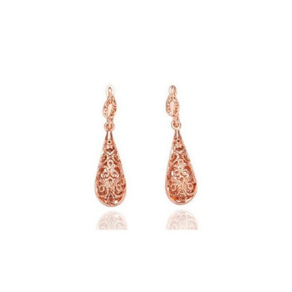 Jewelry Metal Hollow Pattern Water Drop Women's Earrings And Necklace Set