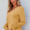 Sky Blue Shirred Shoulder Frilled Cuffs Long Sleeve Top