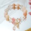 Candy Color Stone Flower Leaf Pendant Crystal Bracelet