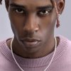 Men's Hip-hop Retro Black Agate Lock Pearl Necklace