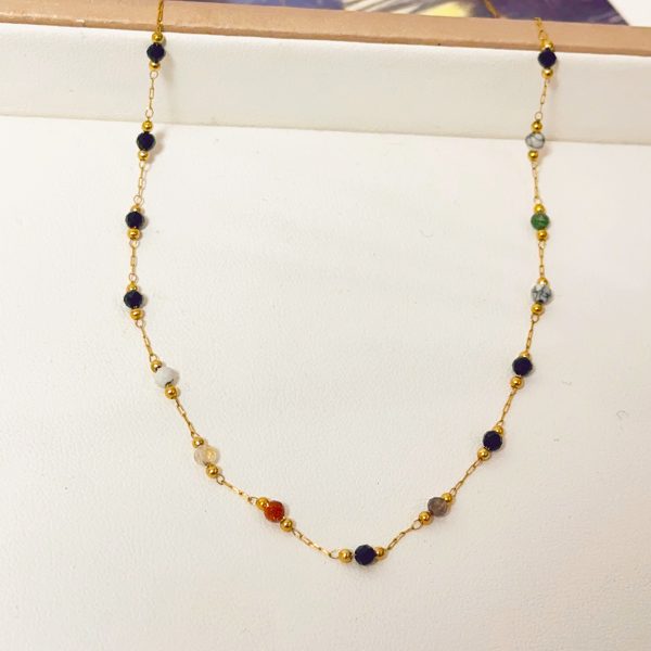 Women's Titanium Steel Retro Simple Natural Stone Necklace