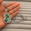 83bccb8a-48f9-42fa-962a-191049ce6808.jpg Artificial Chalcedony Lucky Pendant Pendant Emerald Green Safety-blessing Card Necklace Temperament