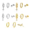 S925 Sterling Silver Zircon Diamond-embedded Geometric Earings Set