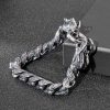 Vintage Distressed Power Style Personalized Double Chinese Dragon Heads Titanium Steel Bracelet