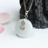 S925 Silver Inlay Natural Emerald Peace Buckle Necklace