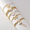 Heart Bracelet Stainless Steel Gold-plated Pearl Handmade Chain