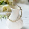 14K Gilded Natural Crystal Blue Moonstone Bracelet For Women