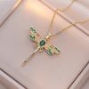 Women's Fashionable Colorful Dragonfly Pendant Necklace