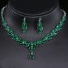 Elegant Long Horse Eye Water Drop Zircon White Gold Necklace Earrings Jewelry Suit