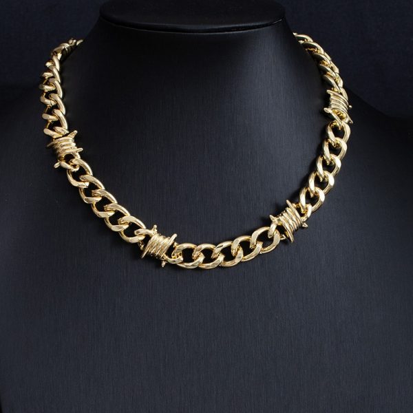 Cuban Link Chain Men Punk Knotted Bracelet Necklace