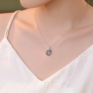 Women Peace Buckle Gold And Silver Necklace