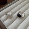S925 Sterling Silver Niche Design Heart Agate Ring