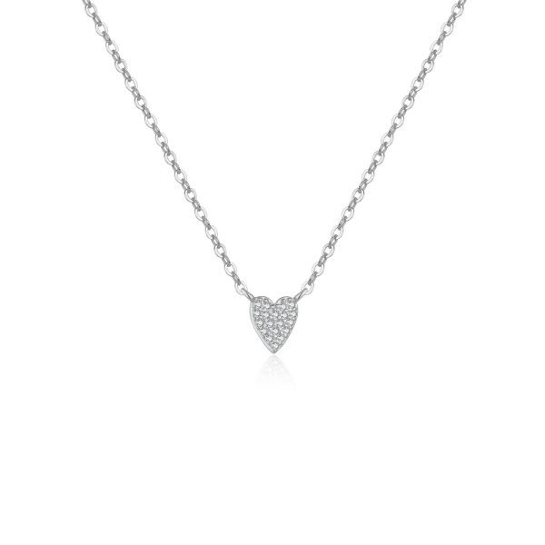 S925 Loving Heart In Sterling Silver Diamond Heart-shaped Pendant Necklace